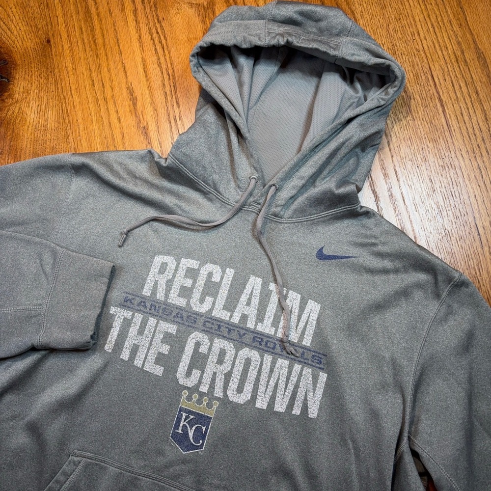Nike Kansas City Royals Hoodie Mens XL Gray Therma-FIT Reclaim The Crown Graphic